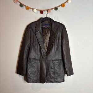 Vtg dark chocolate brown leather jacket